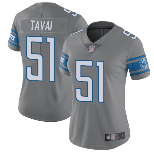 Lions #51 Jahlani Tavai Gray Women's Stitched Football Limited Rush Jersey