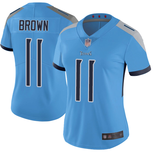 Titans #11 A.J. Brown Light Blue Alternate Women's Stitched Football Vapor Untouchable Limited Jersey