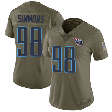 Titans #98 Jeffery Simmons Olive Women's Stitched Football Limited 2017 Salute to Service Jersey