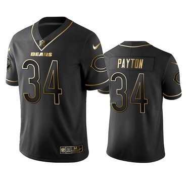 Nike Bears 34 Walter Payton Black Gold Vapor Untouchable Limited Jersey