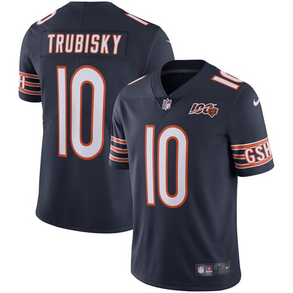 Nike Bears 10 Mitchell Trubisky Navy NFL 100th Season Vapor Untouchable Limited Jersey