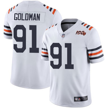 Bears #91 Eddie Goldman White Alternate Men's Stitched Football Vapor Untouchable Limited 100th Season Jersey