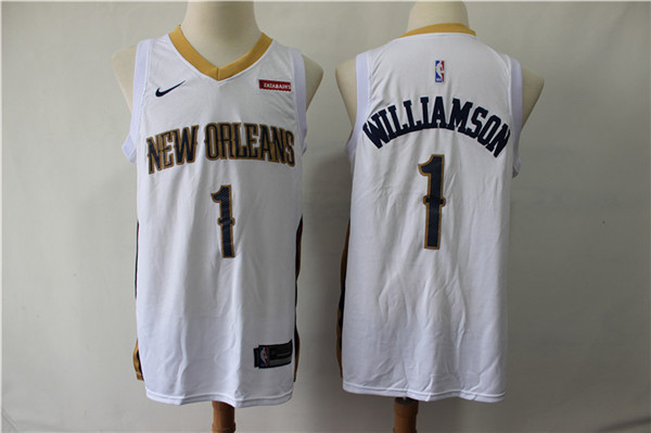 Pelicans 1 Zion Williamson White Nike Swingman Jersey