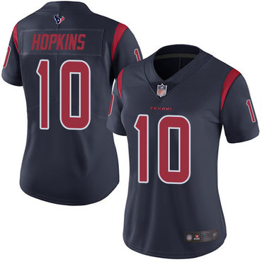 Texans #10 DeAndre Hopkins Navy Blue Women's Stitched Football Limited Rush Jersey