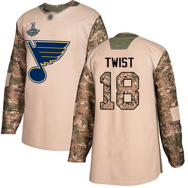 Blues #18 Tony Twist Camo Authentic 2017 Veterans Day Stanley Cup Champions Stitched Hockey Jersey