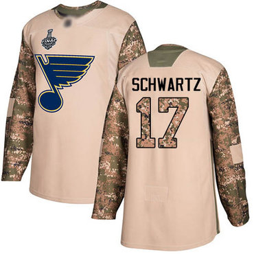 Blues #17 Jaden Schwartz Camo Authentic 2017 Veterans Day Stanley Cup Final Bound Stitched Hockey Jersey