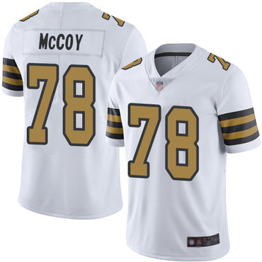 Saints #78 Erik McCoy White Men's Stitched Football Limited Rush Jersey