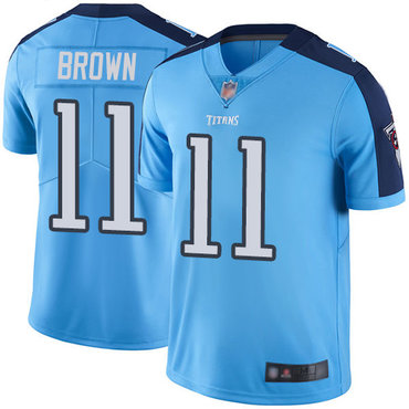 Titans #11 A.J. Brown Light Blue Men's Stitched Football Limited Rush Jersey