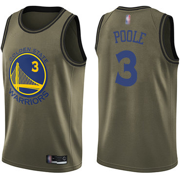 Warriors #3 Jordan Poole Green Basketball Swingman Salute to Service Jersey