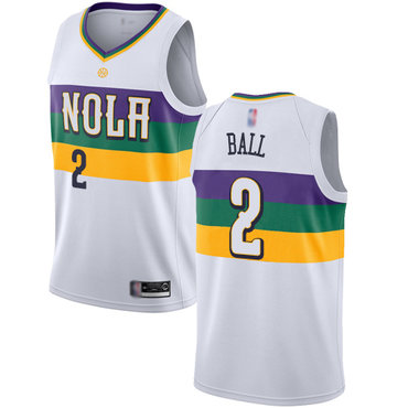 Pelicans #2 Lonzo Ball White Basketball Swingman City Edition 2018-19 Jersey