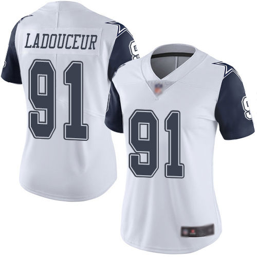 Dallas Cowboys #91 L. P. Ladouceur Women's White Limited Rush Vapor Untouchable Football Jersey