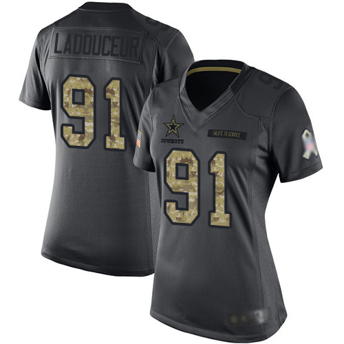 Dallas Cowboys #91 L. P. Ladouceur Women's Black Limited 2016 Salute to Service Football Jersey