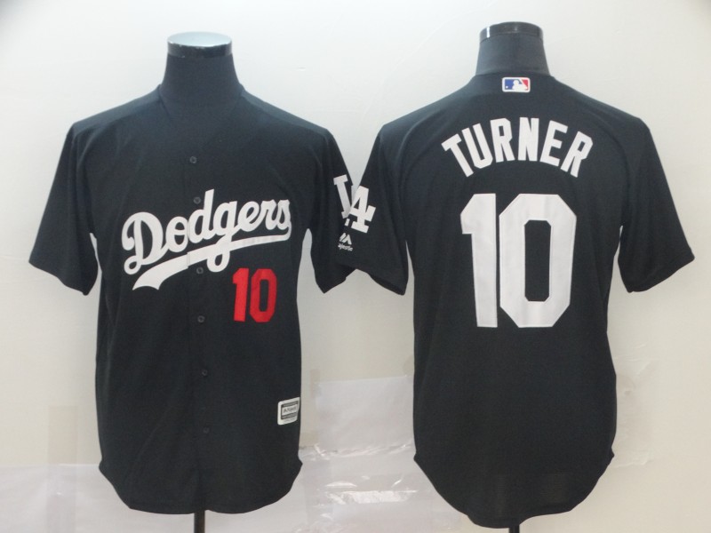 Men's Los Angeles Dodgers 10 Justin Turner Black Turn Back The Clock Cool Base Jersey