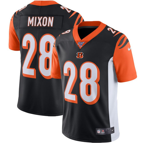 Nike Bengals 28 Joe Mixon Black 100th Season Vapor Untouchable Limited Jersey