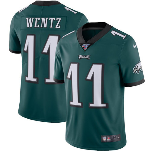 Nike Eagles 11 Carson Wentz Green 100th Season Vapor Untouchable Limited Jersey