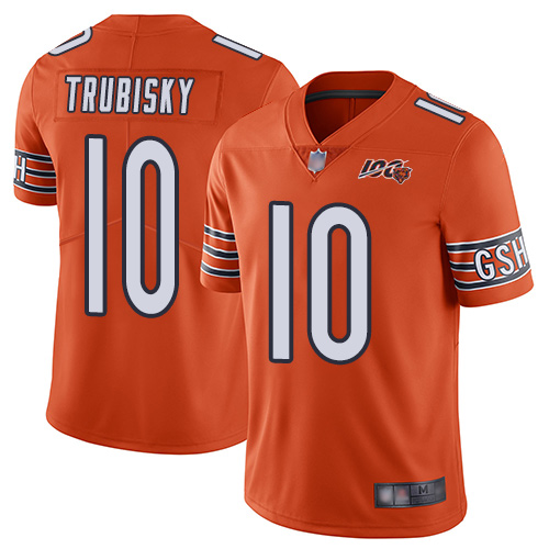 Chicago Bears #10 Mitchell Trubisky Orange Men's Stitched Football Limited Rush 100th Season Jersey