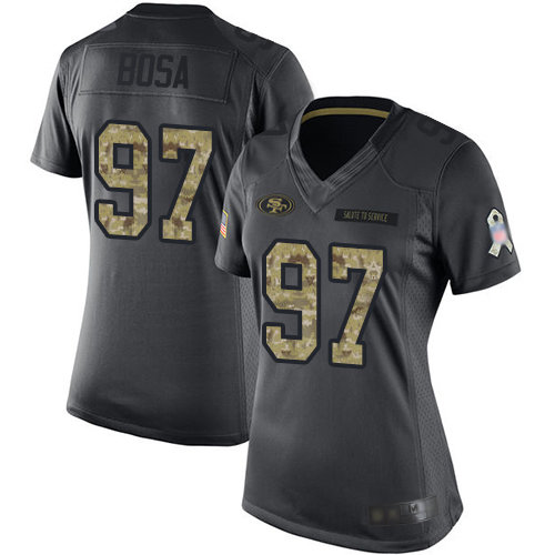 49ers #97 Nick Bosa Black Women's Stitched Football Limited 2016 Salute to Service Jersey