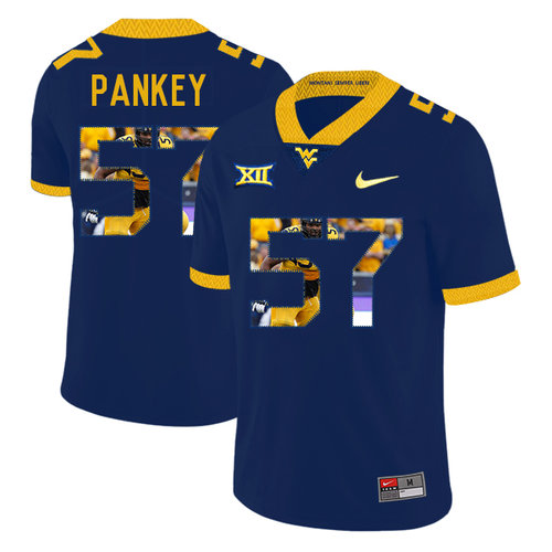 West Virginia Mountaineers 57 Adam Pankey Navy Fashion College Football Jersey