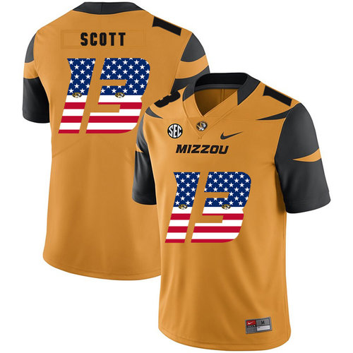 Missouri Tigers 13 Kam Scott Gold USA Flag Nike College Football Jersey