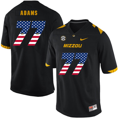 Missouri Tigers 77 Paul Adams Black USA Flag Nike College Football Jersey