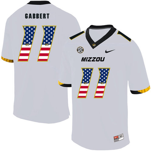 Missouri Tigers 11 Blaine Gabbert White USA Flag Nike College Football Jersey