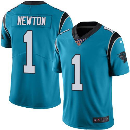 Nike Panthers 1 Cam Newton Blue 100th Season Vapor Untouchable Limited Jersey