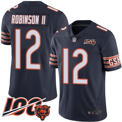 Bears #12 Allen Robinson II Navy Blue Team Color Men's Stitched Football 100th Season Vapor Limited Jersey