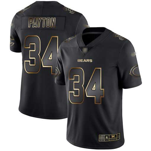 Bears #34 Walter Payton Black Gold Men's Stitched Football Vapor Untouchable Limited Jersey