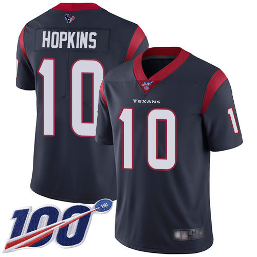 Texans #10 DeAndre Hopkins Navy Blue Team Color Men's Stitched Football 100th Season Vapor Limited Jersey