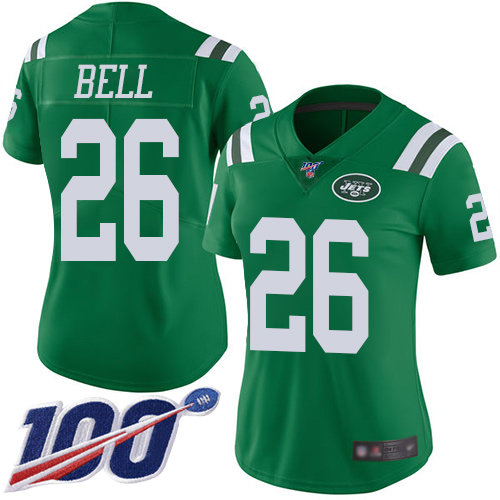 Nike Jets #26 Le'Veon Bell Green Women's Stitched NFL Limited Rush 100th Season Jersey