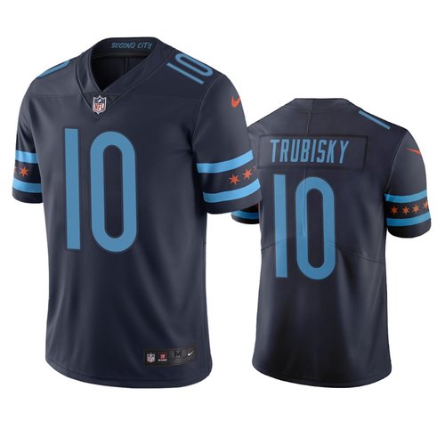 Chicago Bears #10 Mitchell Trubisky Navy Vapor Limited City Edition NFL Jersey