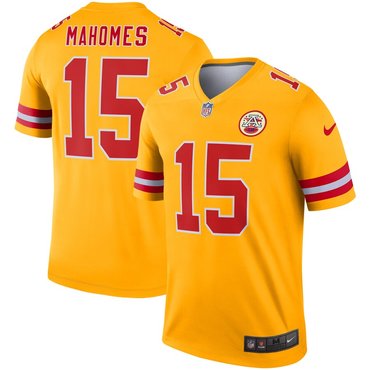 Nike Kansas City Chiefs 15 Patrick Mahomes Gold Inverted Legend Jersey