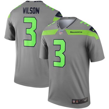 Nike Seattle Seahawks 3 Russell Wilson Gray Inverted Legend Jersey