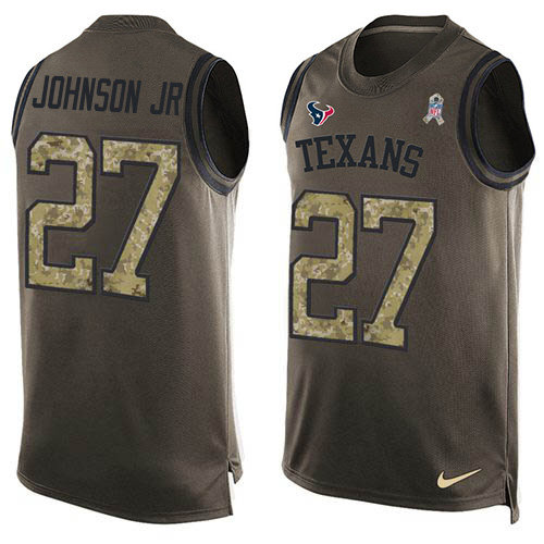 Nike Texans #27 Duke Johnson Jr Green Men's Stitched NFL Limited Salute To Service Tank Top Jersey