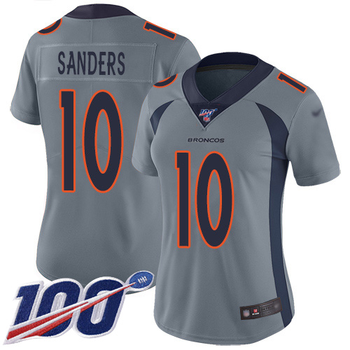 Nike Broncos #10 Emmanuel Sanders Gray Women's Stitched NFL Limited Inverted Legend 100th Season Jersey