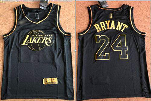 Nike Lakers #24 Kobe Bryant Black Gold NBA Swingman Limited Edition Jersey