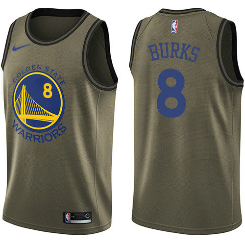 Nike Warriors #8 Alec Burks Green Salute to Service NBA Swingman Jersey