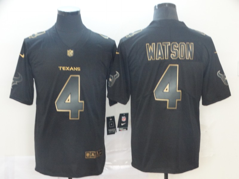 Nike Texans 4 Deshaun Watson Black Gold Vapor Untouchable Limited Jersey