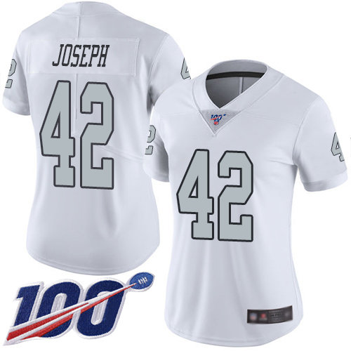 Nike Raiders #42 Karl Joseph White Women's Stitched NFL Limited Rush 100th Season Jersey