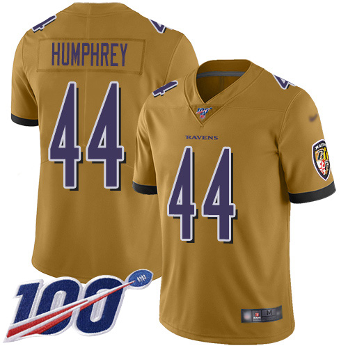 Nike Ravens #44 Marlon Humphrey Gold Men's Stitched NFL Limited Inverted Legend 100th Season Jersey