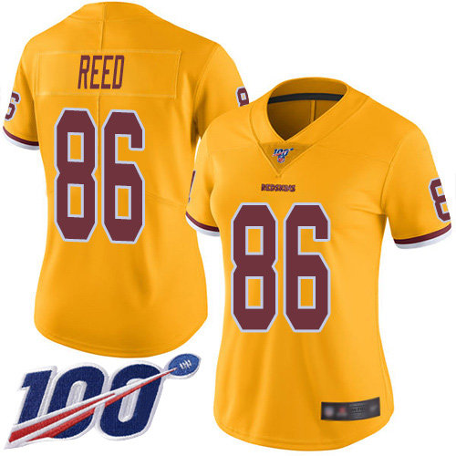 Redskins #86 Jordan Reed Gold Women's Stitched Football Limited Rush 100th Season Jersey