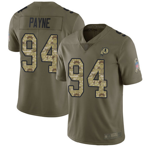 Redskins #94 Da'Ron Payne Olive Camo Men's Stitched Football Limited 2017 Salute To Service Jersey