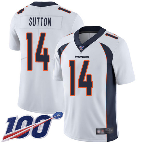 Nike Broncos #14 Courtland Sutton White Men's Stitched NFL 100th Season Vapor Limited Jersey