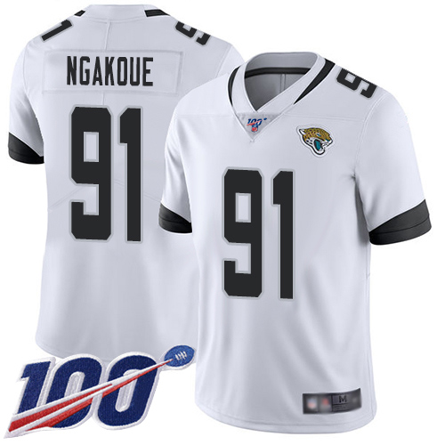 Nike Jaguars #91 Yannick Ngakoue White Men's Stitched NFL 100th Season Vapor Limited Jersey