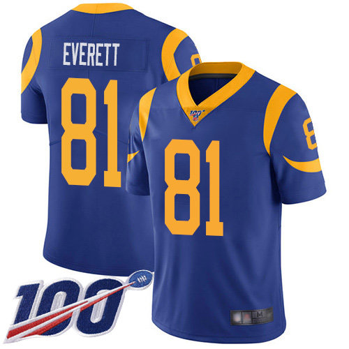 Nike Rams #81 Gerald Everett Royal Blue Alternate Men's Stitched NFL 100th Season Vapor Limited Jersey