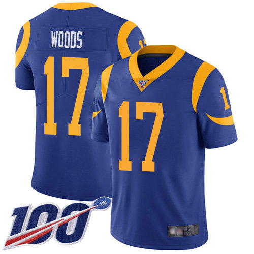 Nike Rams #17 Robert Woods Royal Blue Alternate Men's Stitched NFL 100th Season Vapor Limited Jersey