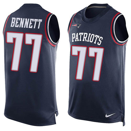 Nike Patriots #77 Michael Bennett Navy Blue Team Color Men's Stitched NFL Limited Tank Top Jersey