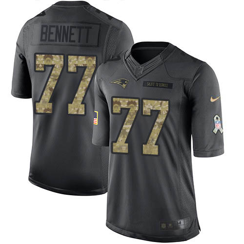 Nike Patriots #77 Michael Bennett Black Men's Stitched NFL Limited 2016 Salute To Service Jersey