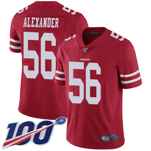 Nike 49ers #56 Kwon Alexander Red Team Color Men's Stitched NFL 100th Season Vapor Limited Jersey