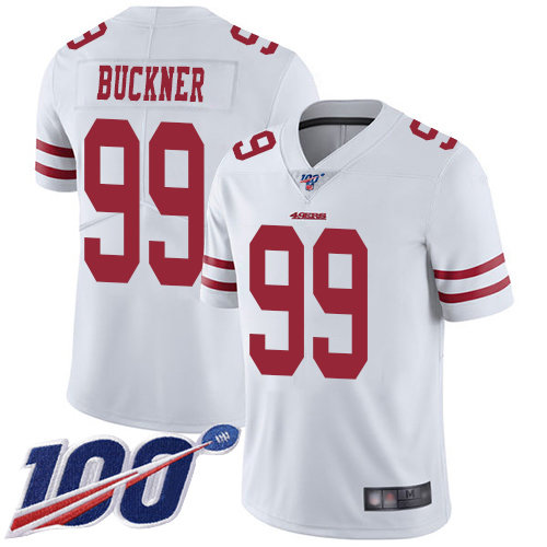 Nike 49ers #99 DeForest Buckner White Men's Stitched NFL 100th Season Vapor Limited Jersey